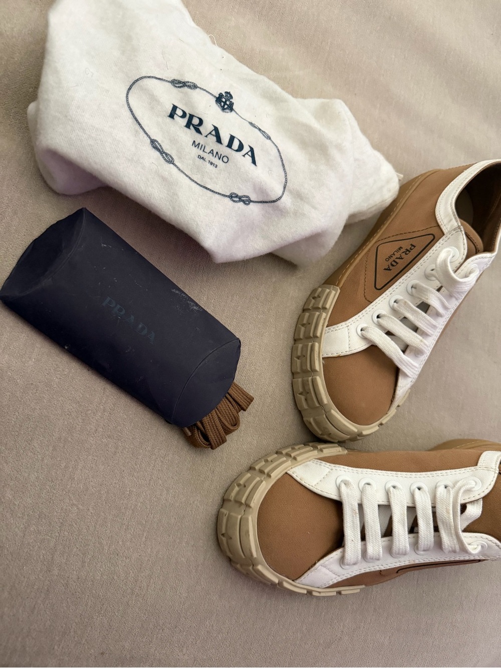 Prada Brown and White Women's Sneakers